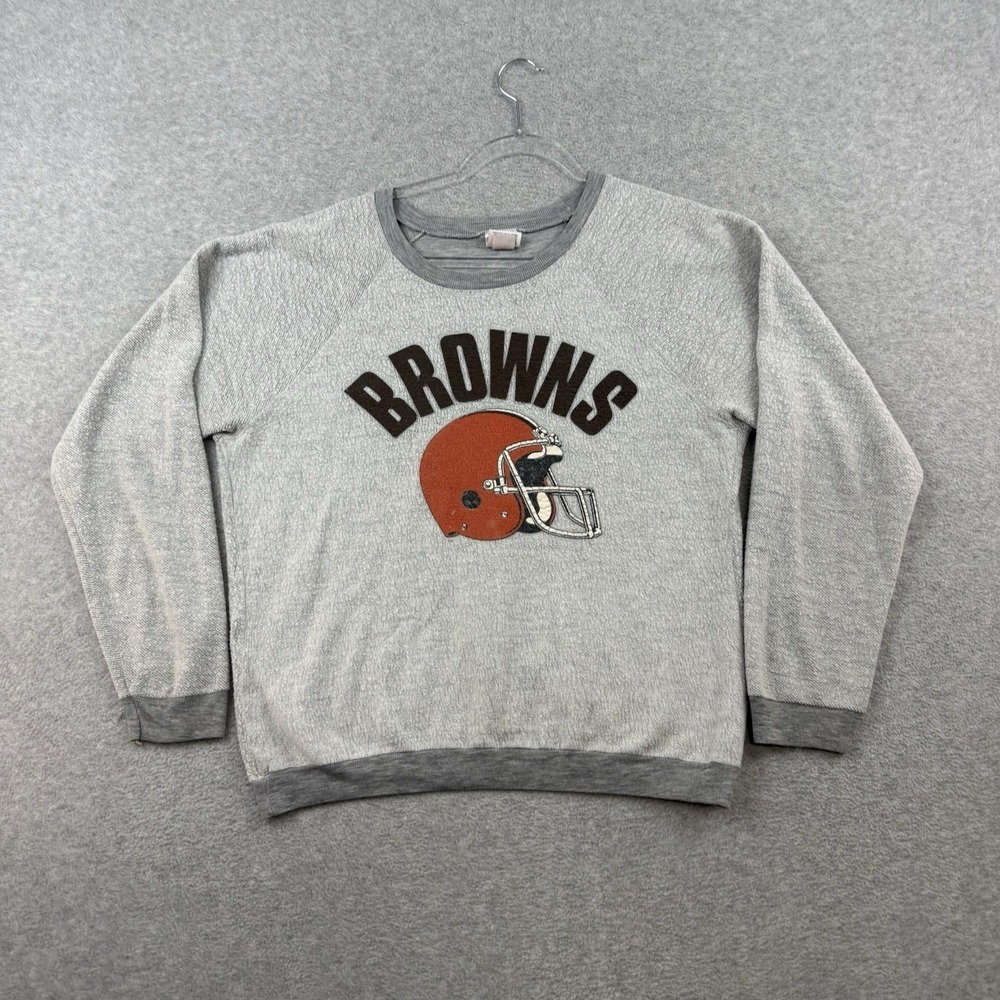 Cleveland Browns Vintage 80s Sweatshirt Raglan Cut Heather Gray USA‎ Garan NFL